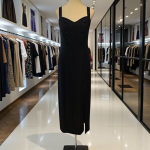 Braemar Navy Blue Maxi Dress Size 12P Petite Double Breasted Button Bodice